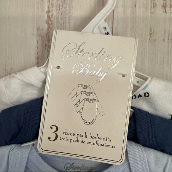 Sterling Baby 3 pack long sleeve bodysuits i love mom and dad - Picture 5 of 6